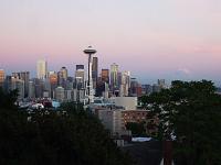 View of skyline at dusk from Kerry park