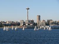 Sailboats on Elliott Bay in front of Space Needle