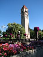 IMG_4857 Clock tower and flowers at Riverfront Park