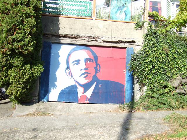 DSCF2423 Barack Obama painted on a garage on the way to the grocery store