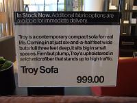 Troy sofa sign