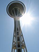 bright sun behind Space Needle