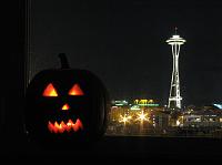 IMG_9052 Our jack-o-lantern at night!  Happy Halloween