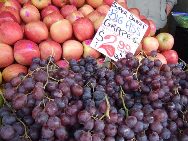 DSCF0767 Some people might just call these grapes rather large, but they use the technical name at this fruit stand