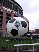 DSCF3312 Sounders soccer ball in front of Qwest Field