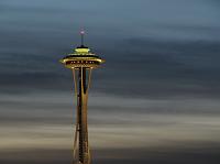 Space Needle and shades of blue clouds