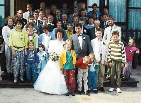 boy vomiting in wedding photo