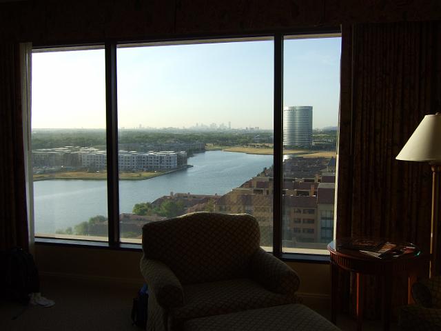 DSCF1962 Hotel room window looking toward Lake Carolyn and downtown Dallas